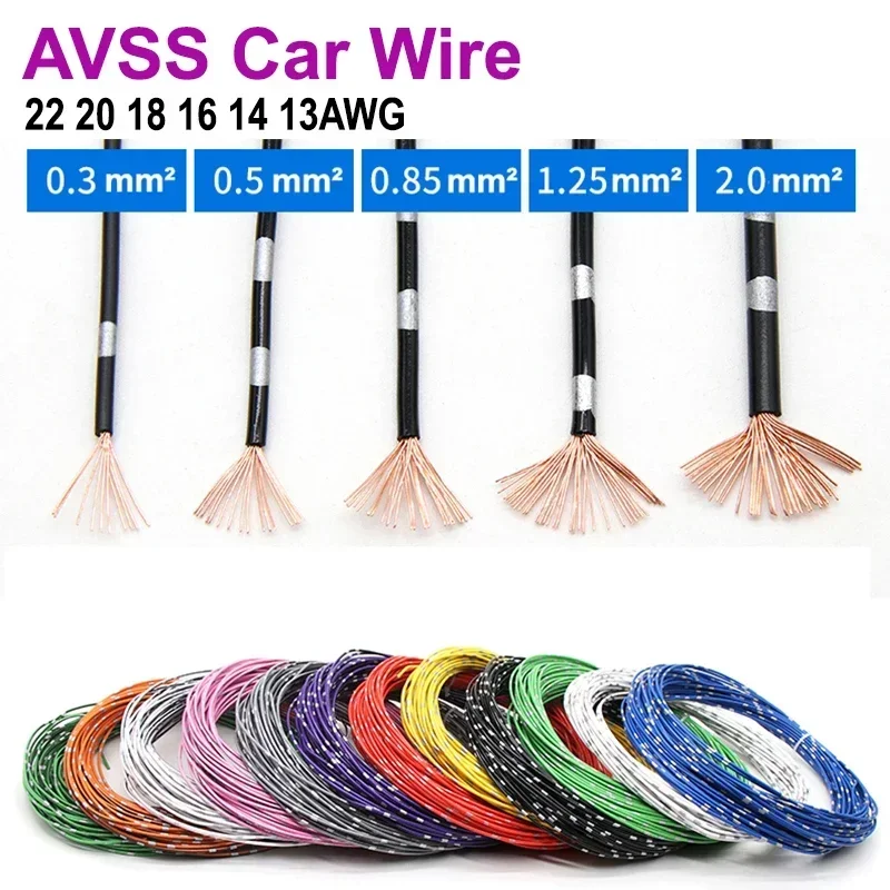 

10/50/100m AVSS Electric Wire For Cars 0.3 ~2.5mm² Speaker Audio Cable Oxygen-free Copper Power Cord Line Automotive Wires