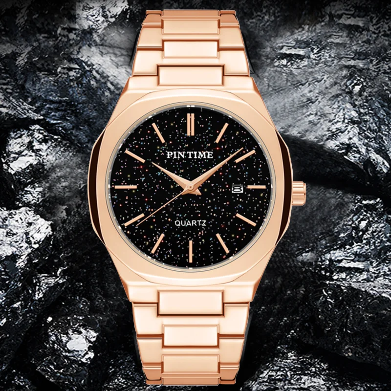 

New luxury business men's watch, high-quality rose gold case, simple and versatile quartz watch, men's watch relogios