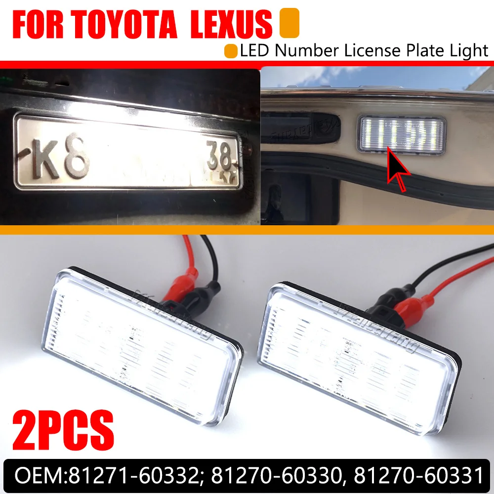 

2 шт. светодиодная подсветка номерного знака Canbus для Lexus LX470 LX570 Toyota Land Cruiser 100 200 Prado 120 Reiz 4D Mark X лампа номерного знака