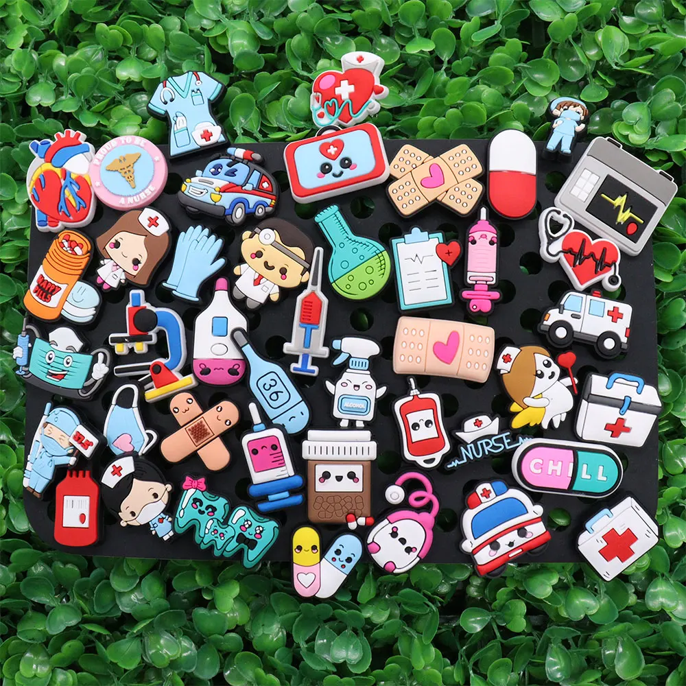 New Arrival 1Pcs Medical Style Stethoscope Nurse Hat PVC Shoe Charms Doctor Buckle Decorations Fit Backpack