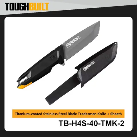 TOUGHBUILT TB-H4S-40-TMK-2 4인치 티타늄 코팅 스테인레스 스틸 유틸리티 나이프 내구성이 뛰어난 휴대용 칼집 포함 TOUGHBUILT TB-H4S-40-TMK-2 4인치 티타늄 코팅 스테인레스 스틸 유틸리티 나이프 내구성이 뛰어난 휴대용 칼집 포함