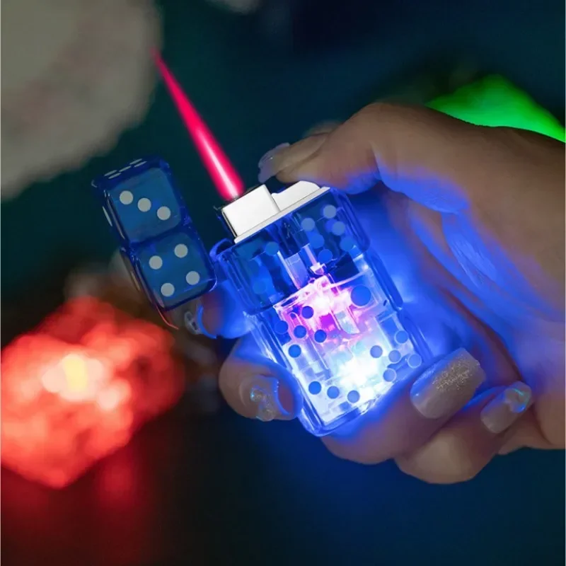 Creative Dice Lighter Pink Fire Jet Lighter Electronic Igniter ButaneTorch Lighter Windproof Ignition Gadgets Interesting Gifts