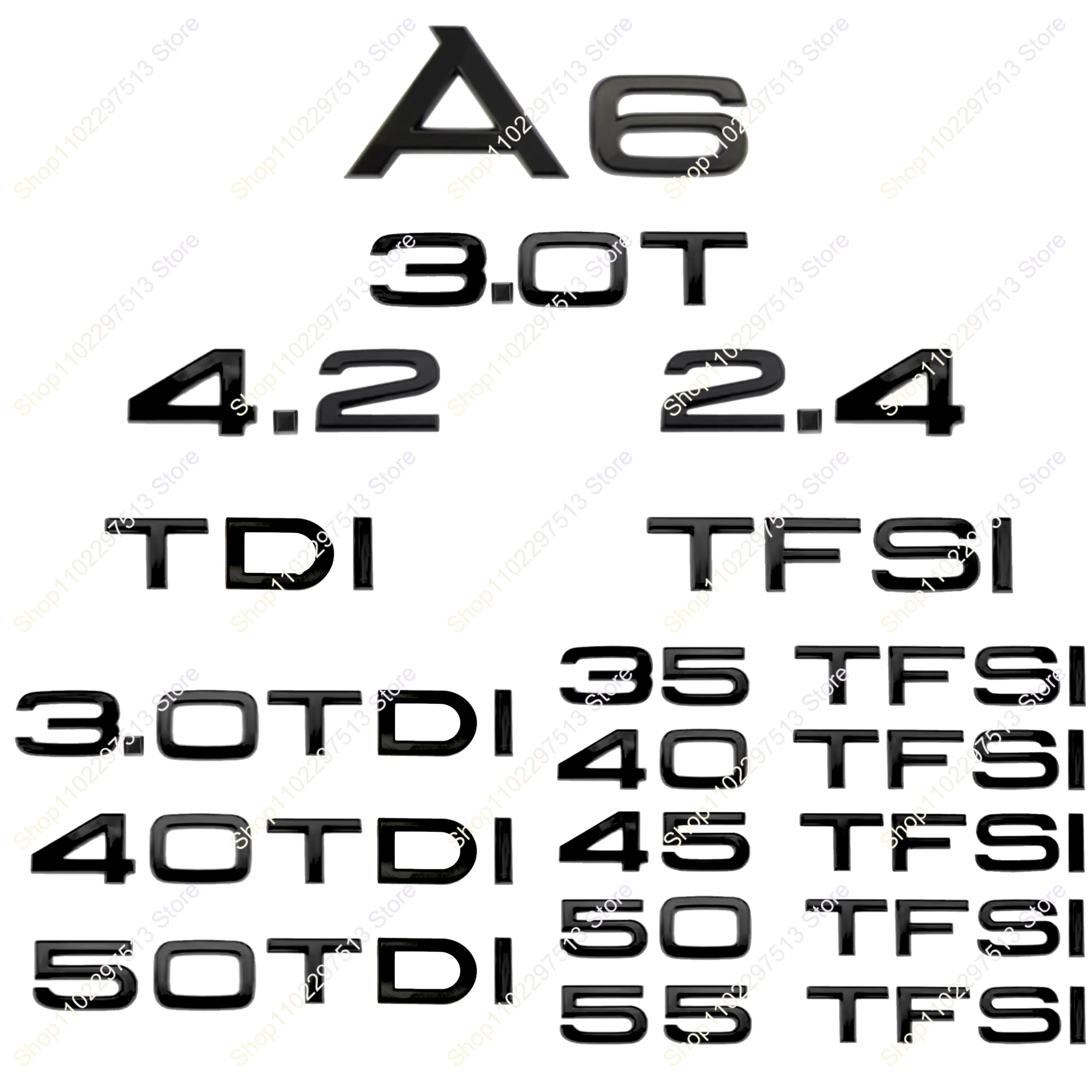 

3D ABS глянцевый черный 55 50 45 40 35 TFSI 3,0 40 50 TDI 3,0 T 2,4 4,2 Эмблема для автомобильного крыла серии A6 Наклейка с именной табличкой багажника