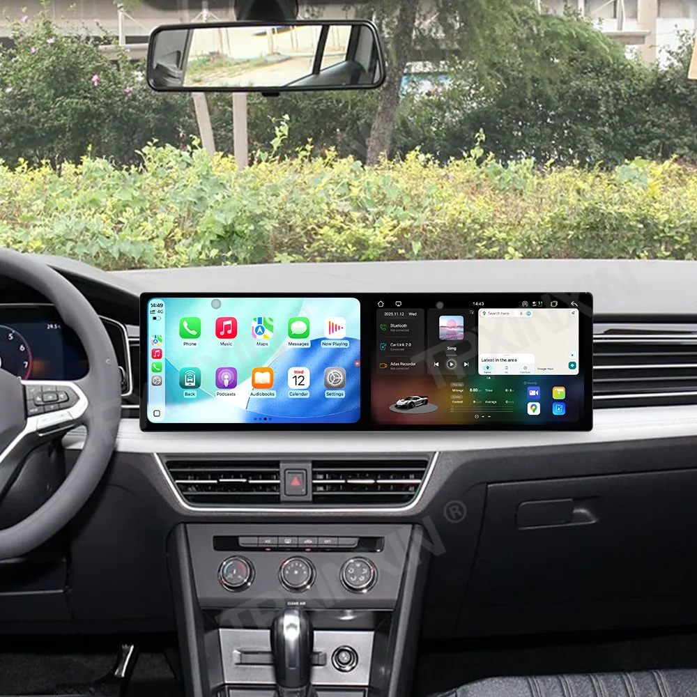 Dual Screen Interaction Android 15 For Volkswagen Tiguan L 2023~2025 Car Radio Multimedia GPS Navigation Touch Screen Head Unit