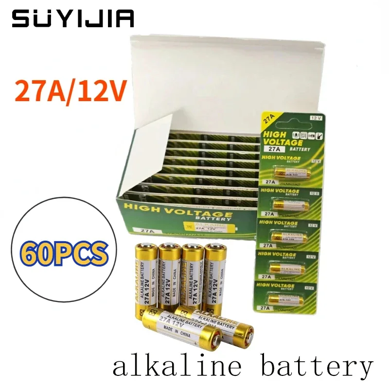 60 Pieces of 27A/12V Alkaline Disposable Batteries Suitable for Garage Rolling Door Remote Control Chandelier Universal Battery