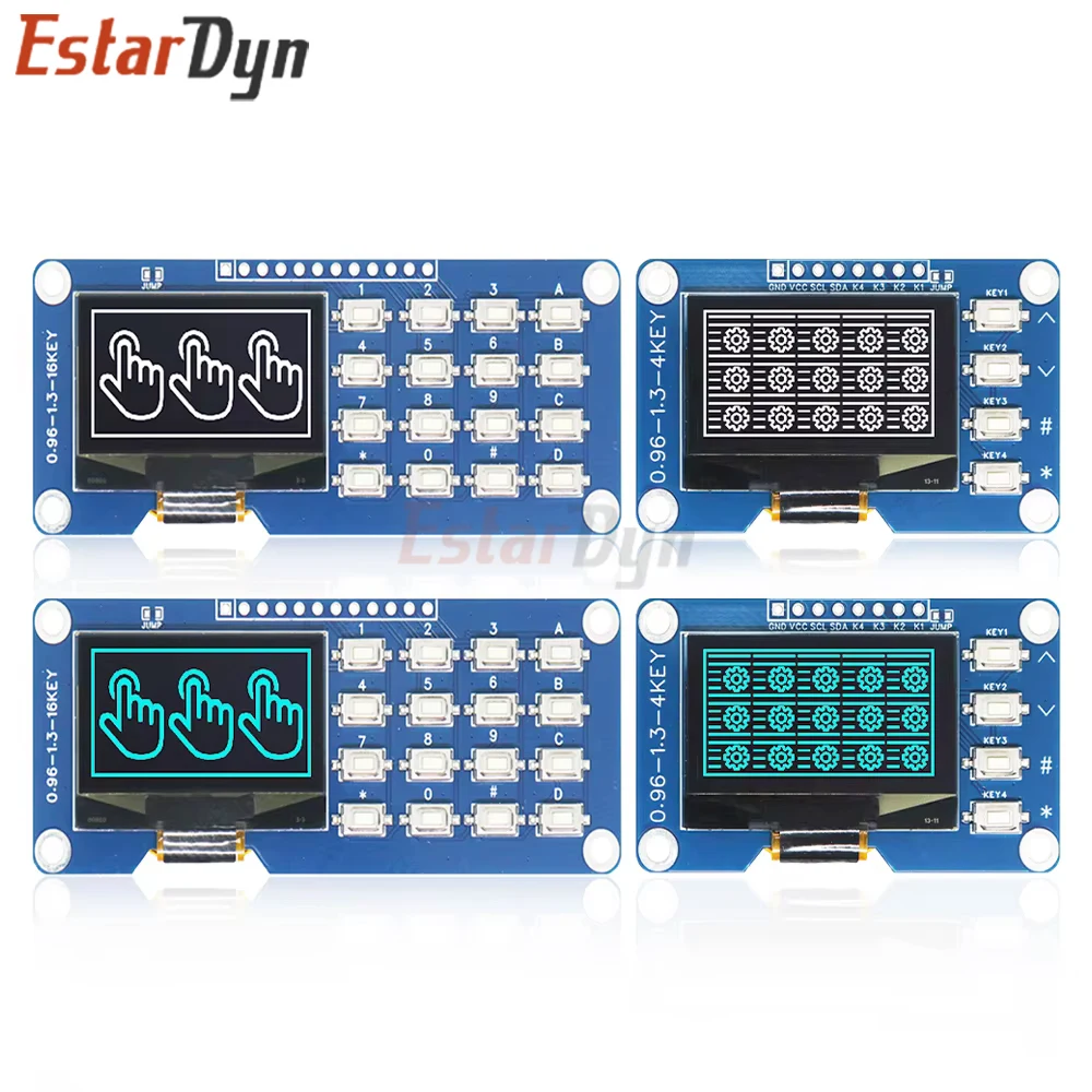 1.3 Inch OLED Display with 4x4 Keyboard Module, SSD1116 128x64 I2C/SPI Screen for Raspberry Pi