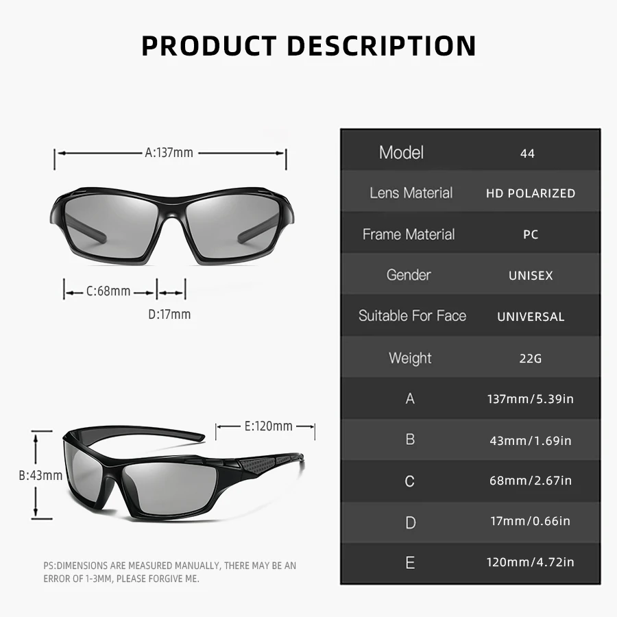 Photochrome Polarisierte Sport-Vintage-Sonnenbrille für Männer und Frauen Angeln Radfahren Autofahren Bergsteigen Chamäleon-Sonnenbrille – Detail 4