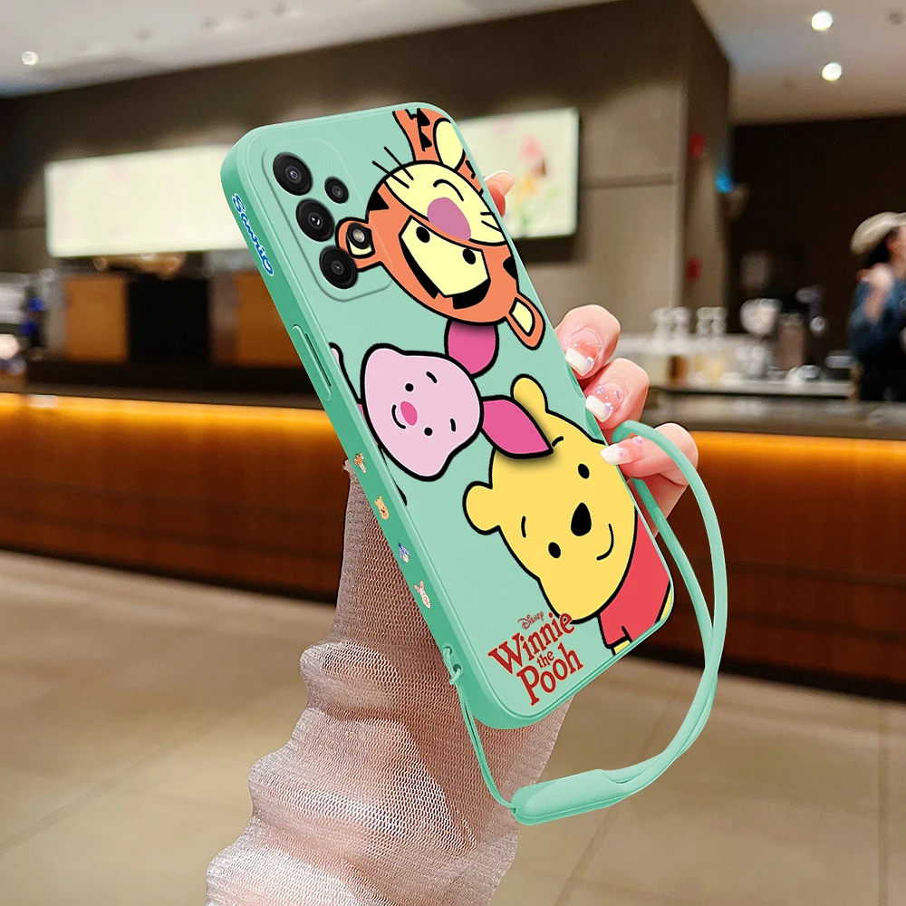 Disney Winnie the Pooh Case For Huawei P50 P40 P30 P20 Nova 9 9SE 8 8i Mate 40 30 20 Pro Lite P Smart 2021 Cover With Hand Strap