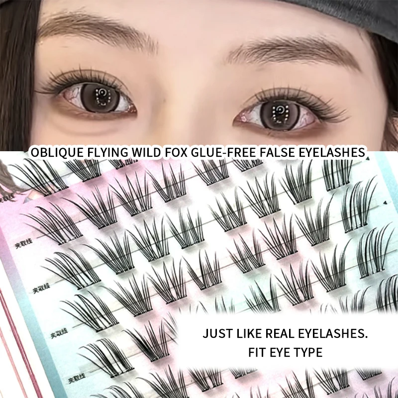 Sztuczne rzęsy Life Girls Fox, bez kleju, naturalne na zdjęciach, mikro-kręcenie, gęste, naturalny makijaż, dla początkujących.