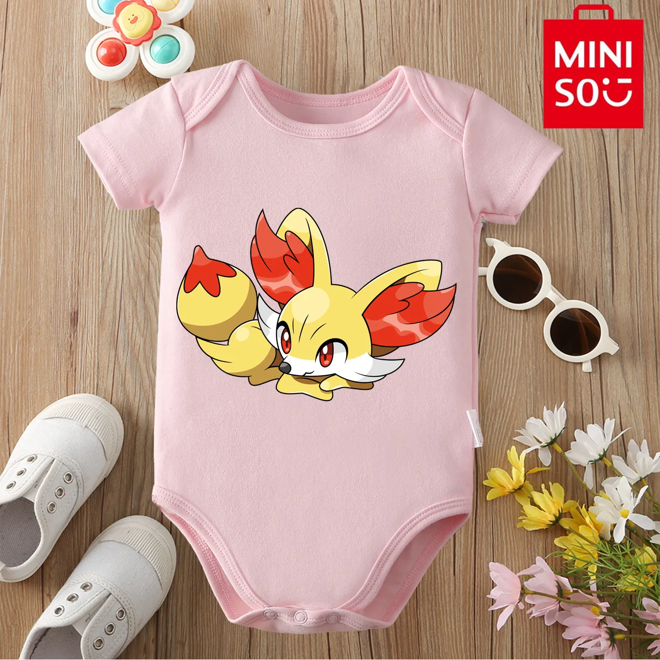 

MINISO Celebi Charmander Cute Print Pure Cotton Comfortable Cloths Bodysuit for Baby Onesie Jumpsuit for 0 To 12 Months Newborn