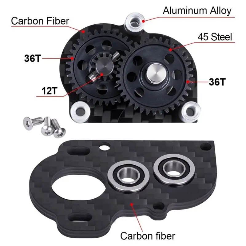 A63T-Ultralight Carbon Fiber Transmission Gearbox For 1/10NOD 48P LCG Chassis Builds Rigs RC Crawler Car Upgrade Parts