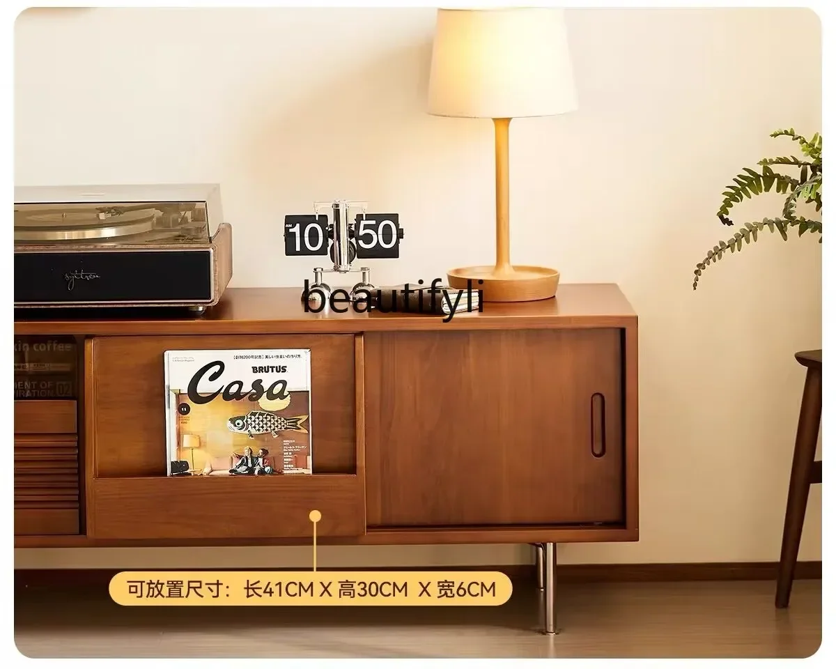 ss8350 TV cabinet storage, living room household storage cabinet, sliding door solid wood floor, display cabinet
