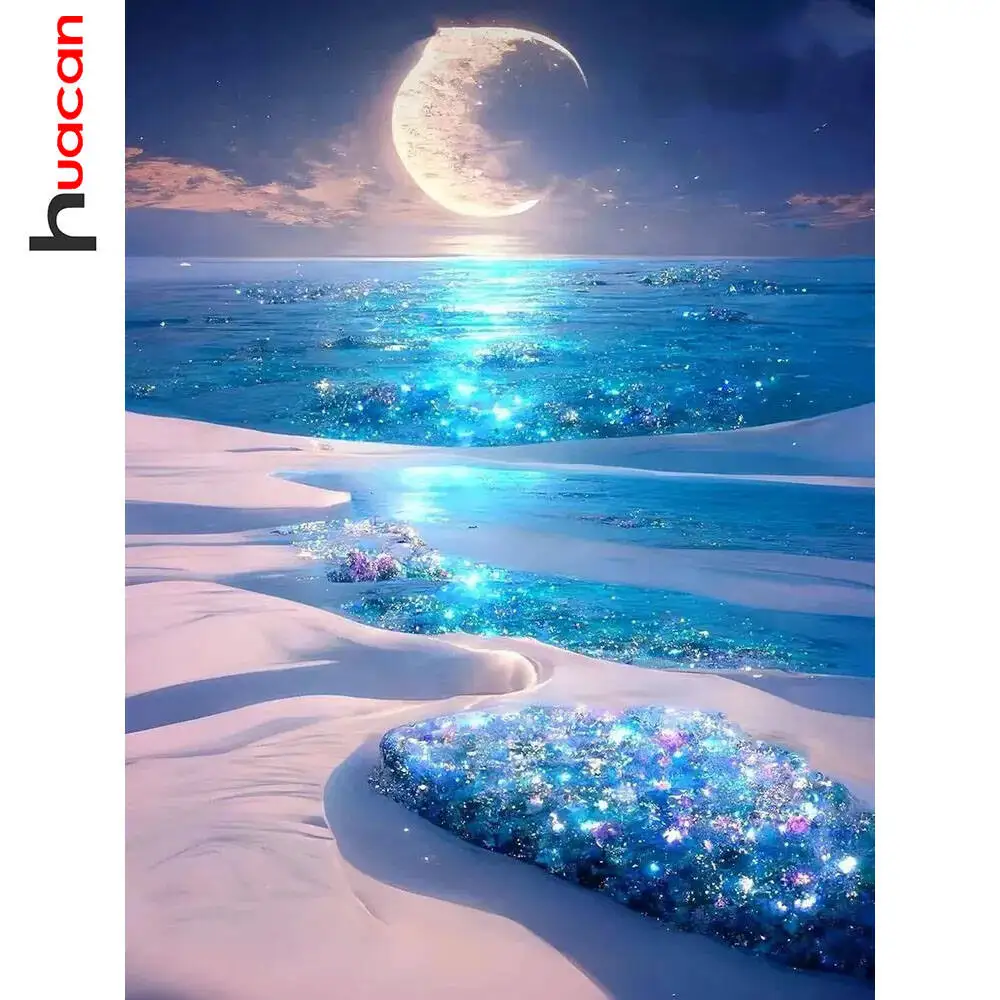 Huacan Vollquadrat Rundbohrer Diamantgemälde Rose Sternenhimmel Diamant Mosaik Landschaftskunst Dekorative Gemälde