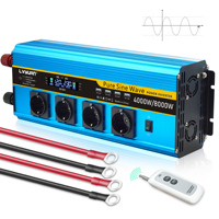 LVYUAN Pure Sine Wave Inverter 4000W/8000W LCD DC 12V to AC 230V   4USB  power inverter Converter with double  EU Socket