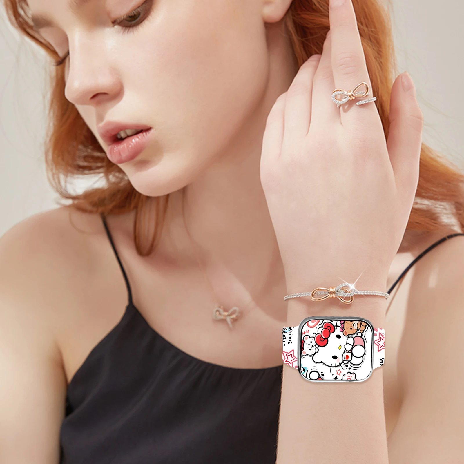 Ремешок Sanrio Series 2 для Apple Watch 10 9 8 7 SE, сменный силиконовый ремешок для iWatch 46 мм, 44 мм, 42 мм, 41 мм, ремешок для часов