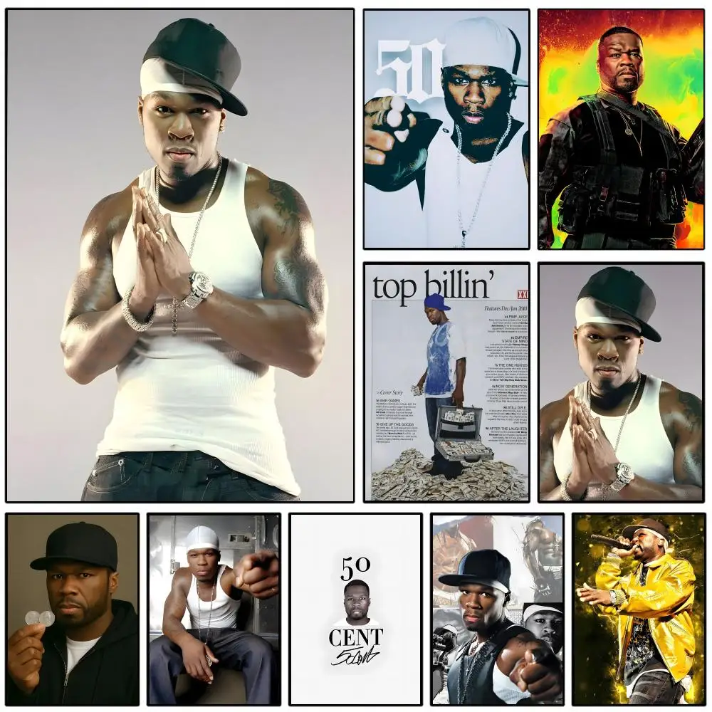 SINGER 50 Cent Poster Self-adhesive Art Waterproof Paper Sticker Coffee House Wall Decor