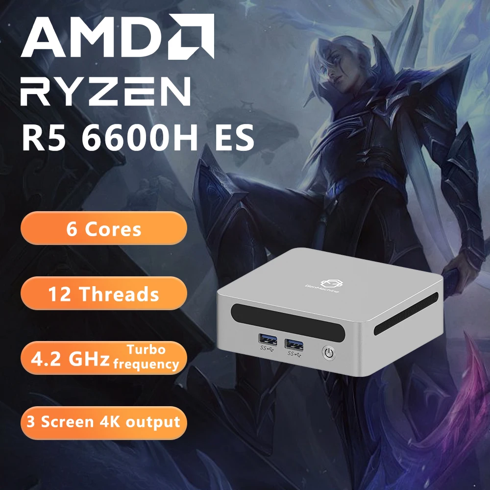 GenMachine Ryzen Ren6000 Pro 6600H ES 6600U 6800H LPDDR5 16G 6400Mhz Mini PC 4.5GHz 45W Windows 11 WIFI6 Gaming Pc Ordenador