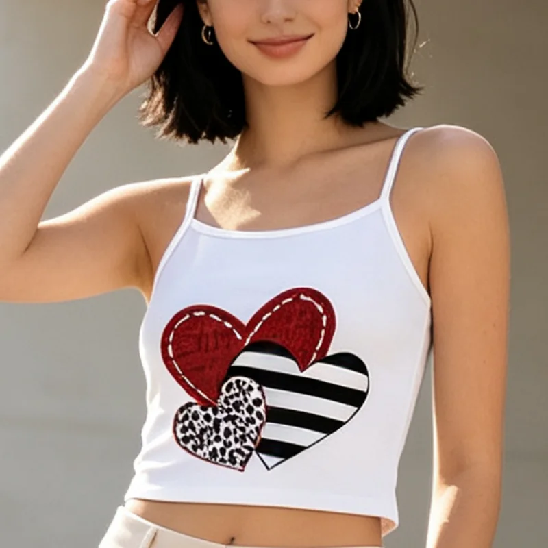 Summer New Fashion Harajuku Gothic Y2k Style Sexy Women Camis Cute Girls 2026 Crop Tops Casual Printed Graphics Love Sling Strap