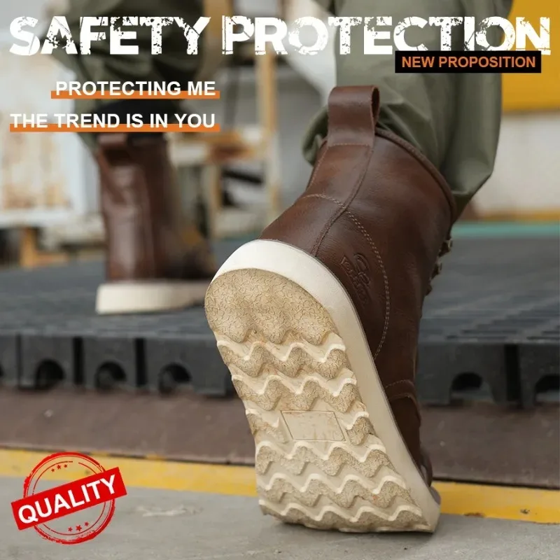 Cowhide Martin Style Labor Protection Shoes with Steel Toe Caps for Anti Smashing and Anti Puncture