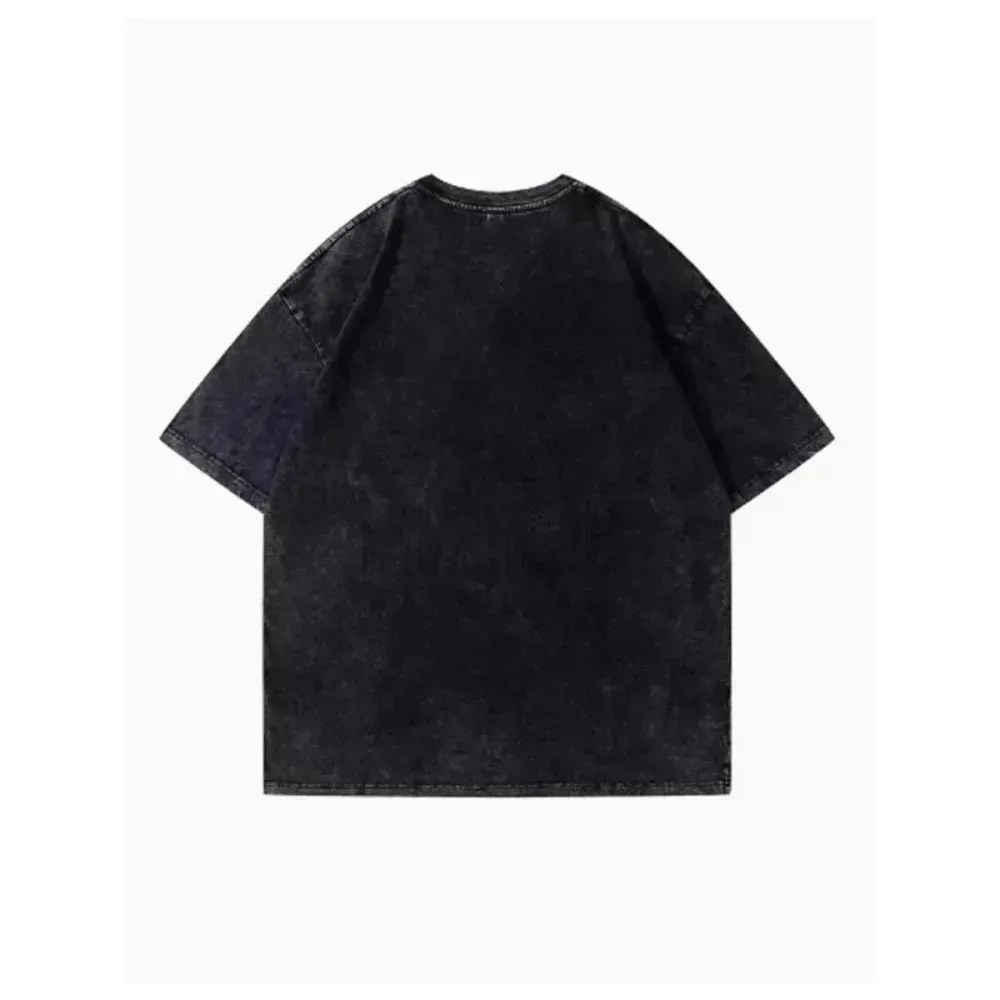 American Retro Casual Round Neck T-shirt, Doll Print Street Washed Cotton Loose Neutral T-shirt Fashionable Trend Y2K
