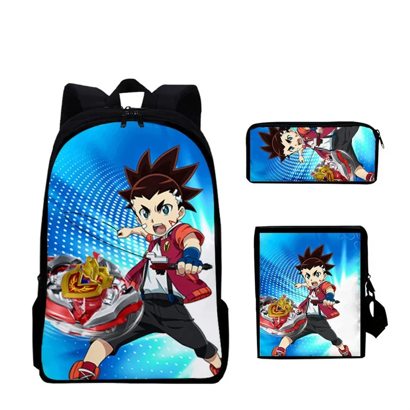 Ransel Anime Beyblade 3 Tas Buku Anak-anak Tas Sekolah Mochila Set Bahu Harian Anak Laki-laki/Perempuan Pensil Croobody Kustom
