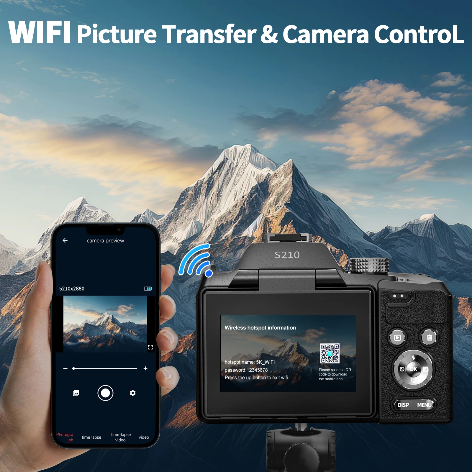 NBD S210 64MP Digital Camera 16X Optical Zoom 5K Flipable Screen