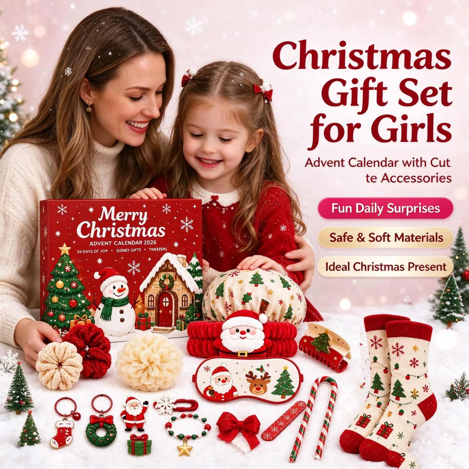 Advent Calendar Christmas Advent Calendar 2026 24 Days Countdown Gift Box Hair Clips Socks Eye Mask Set Squishy Advent Calendar