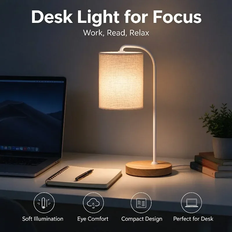 Living Room Warm Night Light Bedroo Bedside Cozy Linen Shade Table Lamp 3 Color Changing USB Night Light with Phone Storage Base