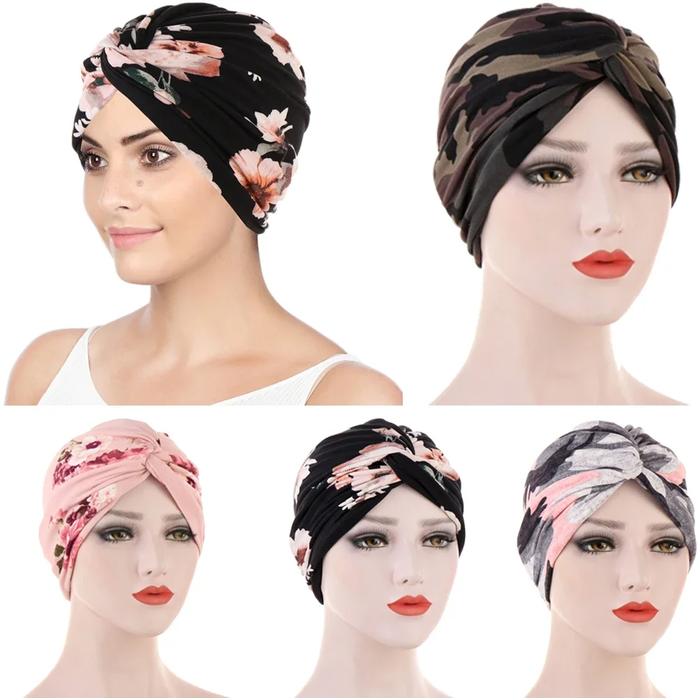 Muslim Women Twist Knot Chemo Cap Cancer Hat Turban Hat Bonnet Head Scarf Wrap Indian Hat Beanies Skullies 2024 Arab Islamic Cap