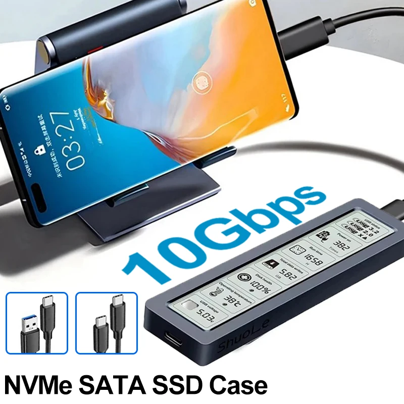 

Visual Smart M.2 SSD Case NVMe SATA SSD Корпус USB 3.2 Gen 2 10 Гбит/с SSD-адаптер для ПК NVME PCIE NGFF SATA SSD Дисковая коробка