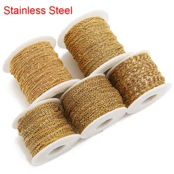 2meters Never Fade Stainless Steel Necklace Chains Bulk Lot PVD Link Extender Chains Bracelet Accessories for Diy Jewelry Making
