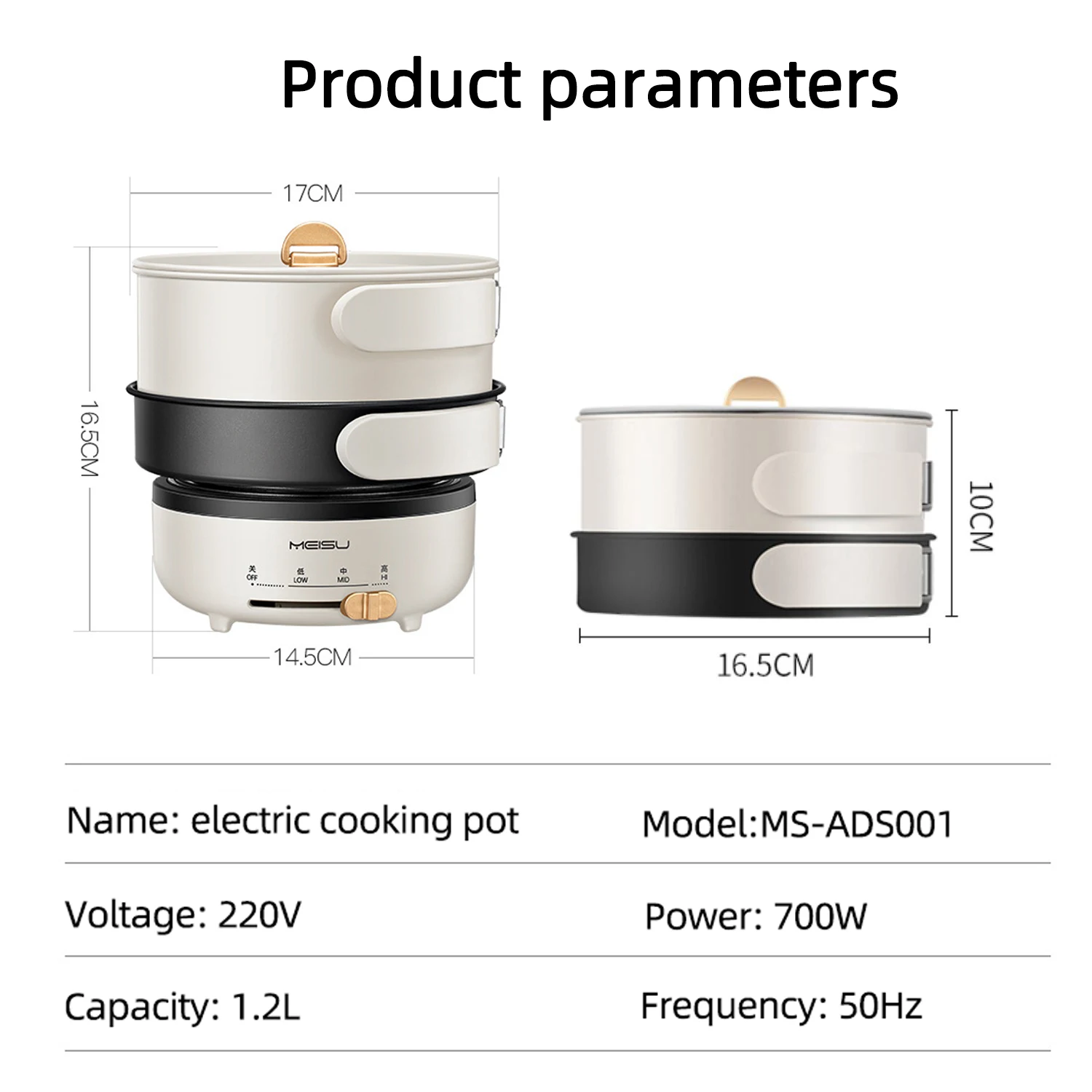 220V Folding Electric Cooking Pot Mini Portable Electric Skillet Split Type Frying Pan Travel Multifunctional Hotpot 1.2L