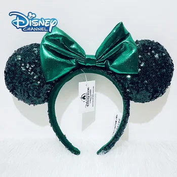 Disney Dark Green Sequins Ear Headband For Adults Headband Mickey PP Cotton Headband Minnie Ear Accessories Headwear