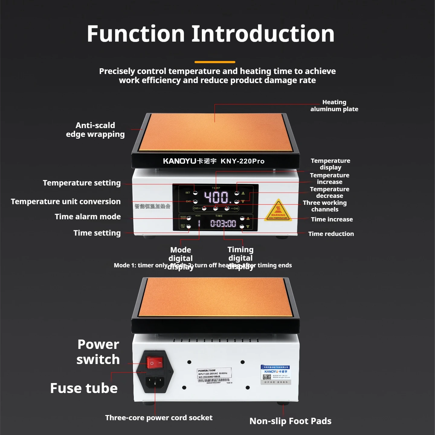 Intelligent constant-temperature PCB soldering timed preheating platform for heating table