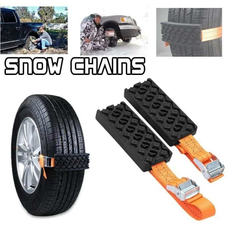 

1/2pcs Car Tire Traction Blocks Durable PU Anti-Skid Emergency Snow Mud Sand Tire Chain Straps