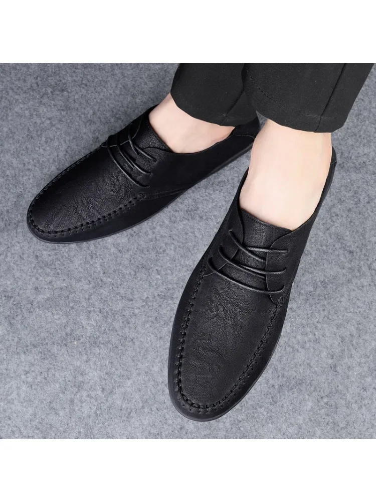 2024 New Soft-bottomed Business Small Leather Shoes for Men,Fashion Belted Trendy Young Casual Shoes,Classic Moccasin Loafers