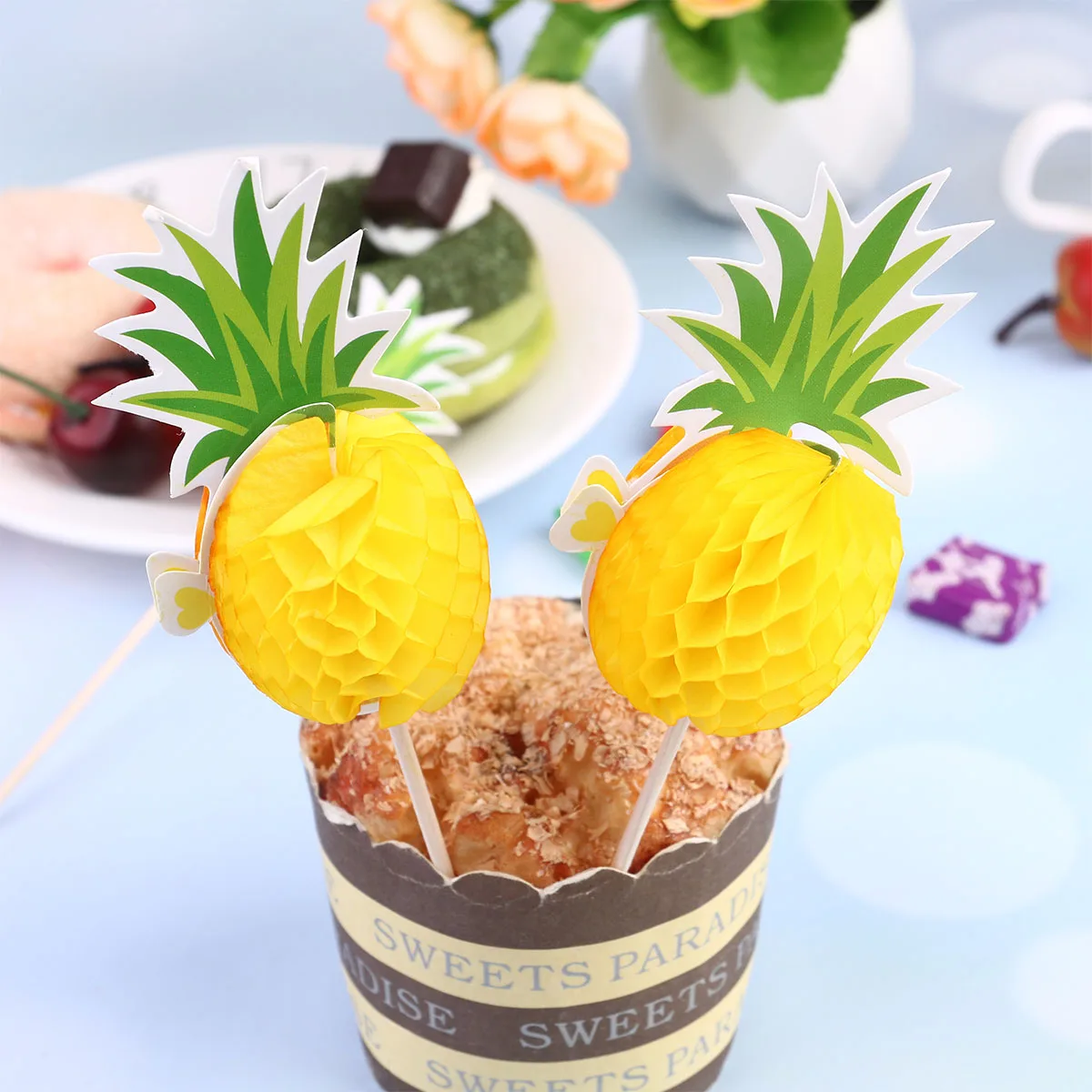 

50pcs Friendly Food Sticks Honeycomb Bamboo Picks Bar Tools