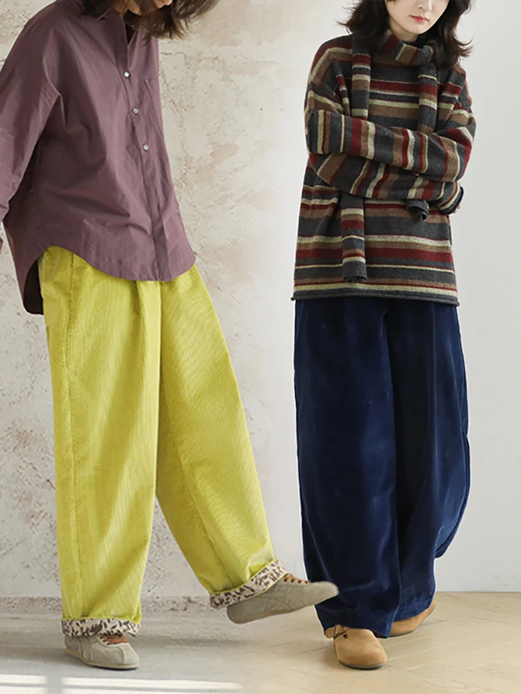 

Slimming Vintage Straight Leg Cotton Velvet Floral Print Women's Trousers Spring 2026 New Sle Comfortable Loose Fit Long Pants