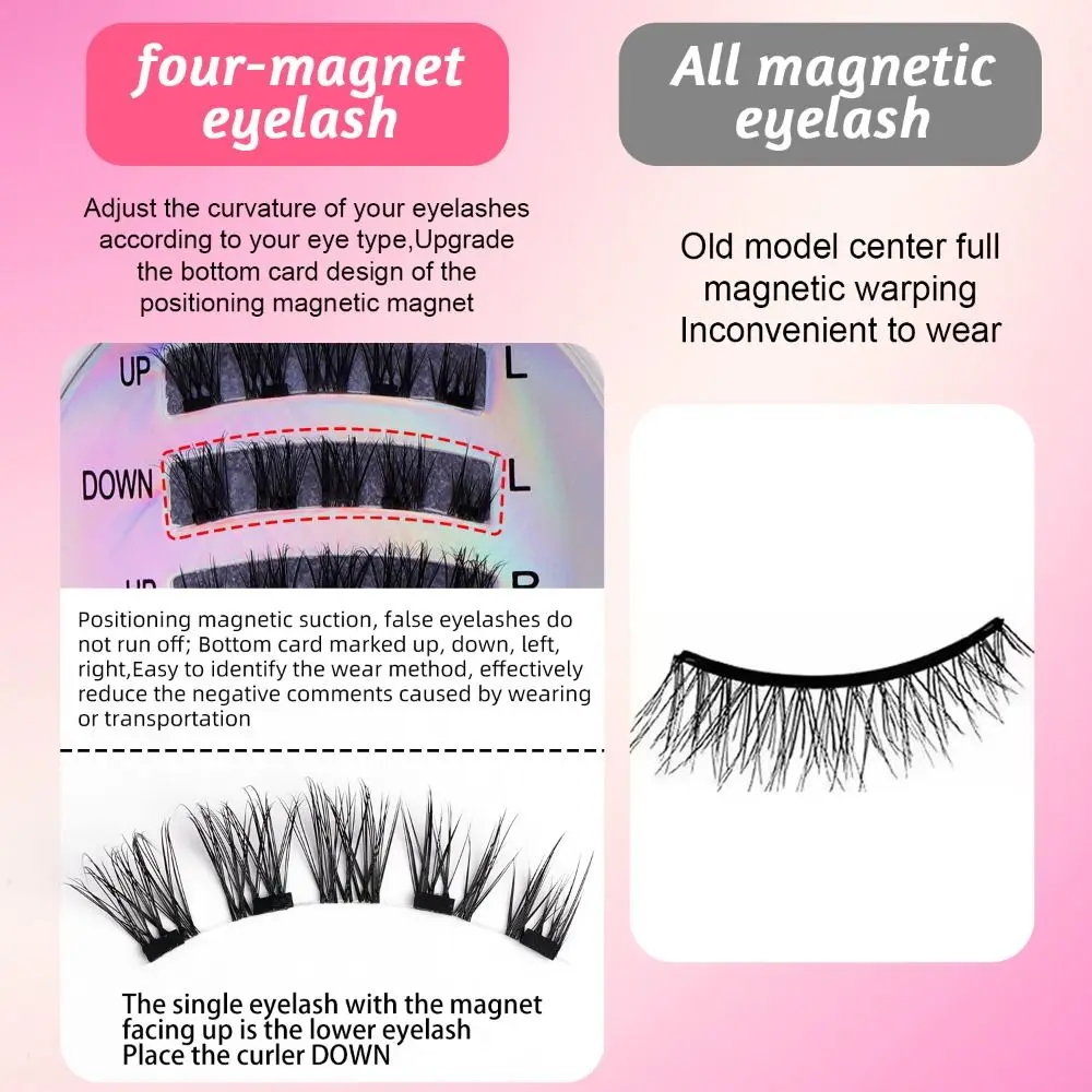 DIY Magnetic Suction False Eyelashes L Curl Makeup Glue Free False Eyelashes Fluffy Long Lasting Cat Eye Fake Lashes