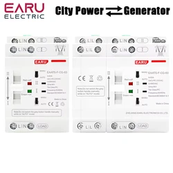 Din Rail 2P 4P 63A AC 220V AC 110V ATS Dual Power Automatic Transfer Switch Electrical Selector Switches Uninterrupted Power