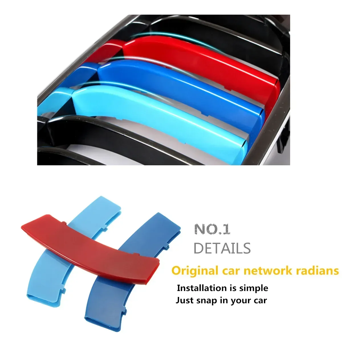 3pcs Car Grille Sticker Strip Cover Trim For BMW 1 3 5 Series F30 F31 X5 X6 E90 E91 F10 F11 F18 E60 E61 E70 E84 F48 F20 F21