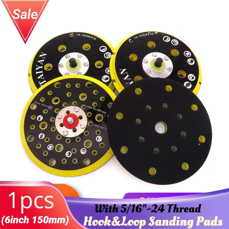 

6"150mm 9/15/17/52Holes Sander Backing Pad Hook&Loop Sanding Pads with 5/16"-24 Thread Dust Free Sanding Disc Holder for MIRKA