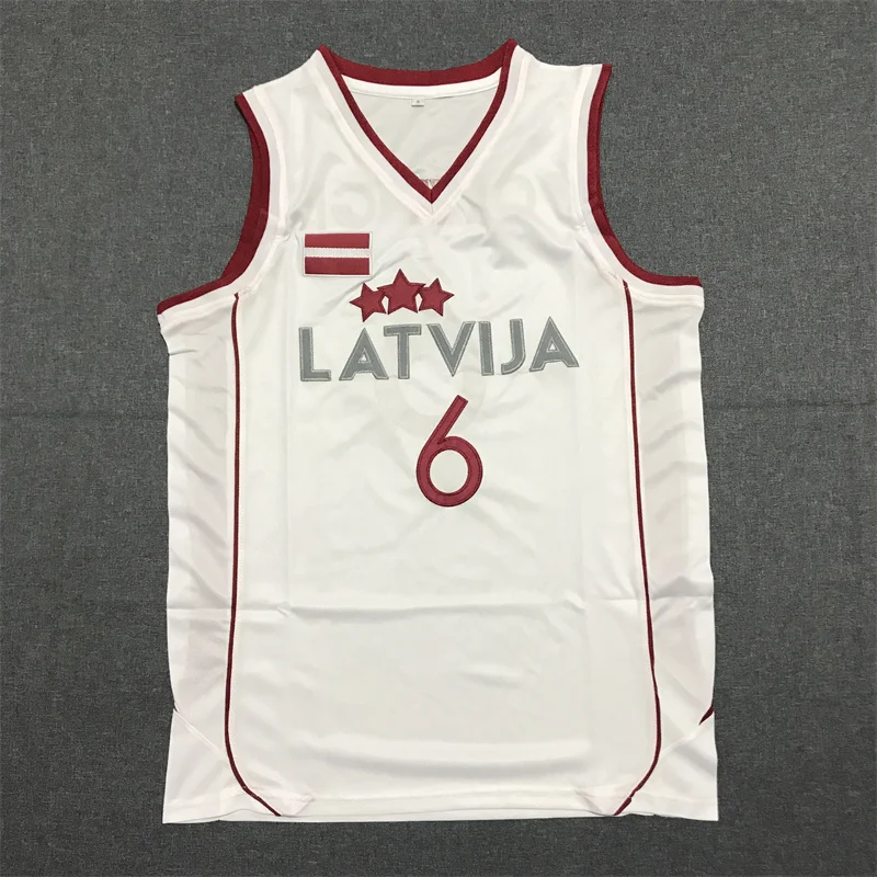 Cheap 6 Porzingis Jersey Men Sport Latvija Basketball Jerseys Porzingis Uniforms Team Color White College