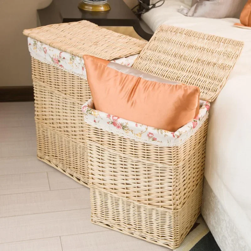 Folding Laundry Baskets Dirty Clothes Home Storage Basket Large Storage Box Wicker Mesh Laundry Bag Laundry Hamper with Lid