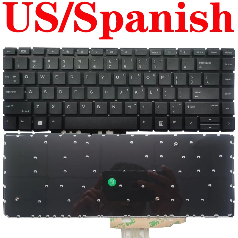 

NEW US English/SP Spanish laptop keyboard for HP Probook 440 G6 445 G6 440 G7 445 G7 black No/with backlight