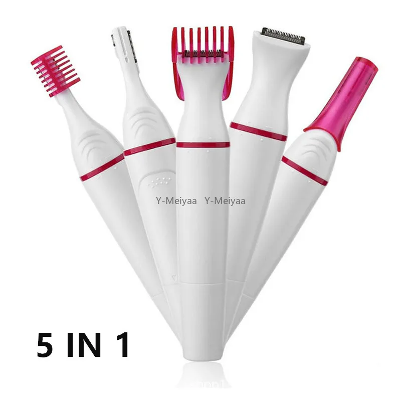 Depiladora eléctrica 5 en 1 para mujer, afeitadora multifunción, maquinilla de afeitar para cejas, axilas, Bikini, pierna, Depilador femenino