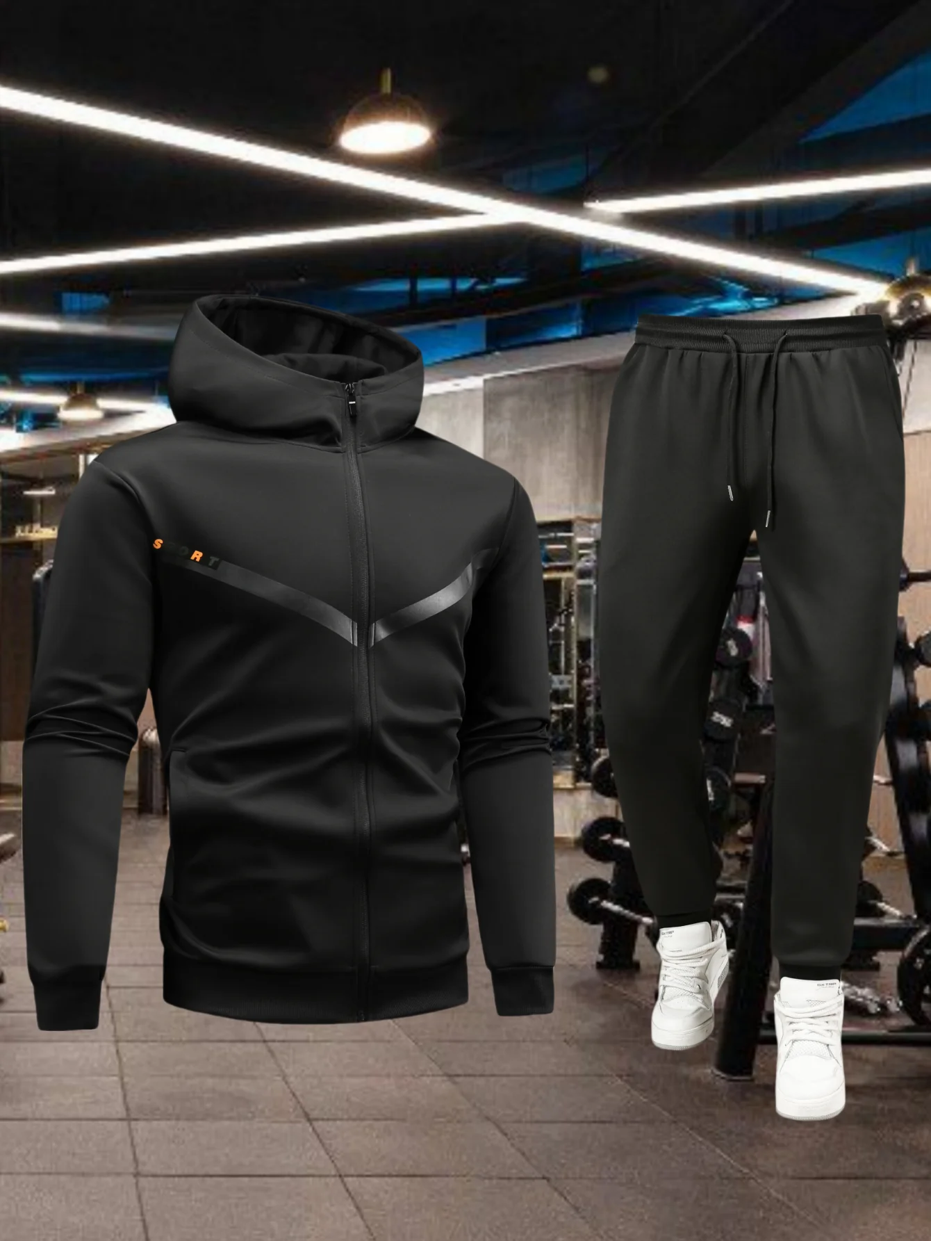 

Мужской спортивный повседневный комплект, мужская открытая куртка и толстовка с капюшоном на весну и осень, мужской спортивный комплект для бега и фитнеса на открытом воздухе