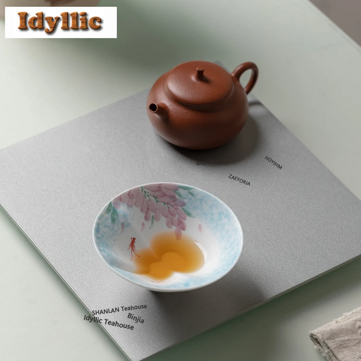 HOYIHM 60ml Snowflake White Chinese Wistaria Teacup Antique Tea Bowl Jug Tea-tasting Smelling Cup Jianzhan Master Cups Drinkware