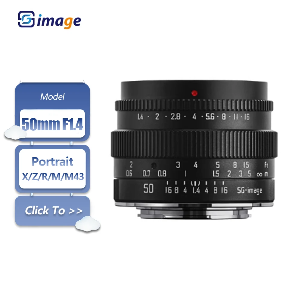 

SGimage APS-C 50mm F1.4 Large Aperture Prime Camera Lens for Humanity Photography with Canon M RF Nikon Z Fujifilm XF M43-mount