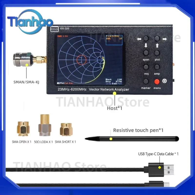 for Stable GS320 3GHz Vector Network Analyzer 4G 6G RF NanoVNA Antenna Tester WIFI 5.8G Beidou Signal Detection Tool